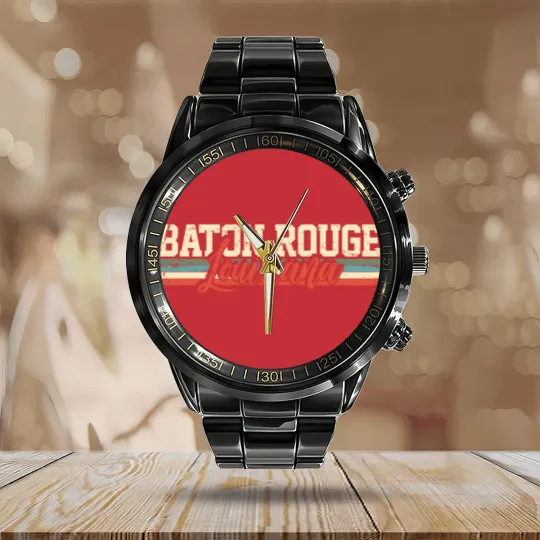 Discover Baton Rouge Louisiana Vintage Gift Calendar Steel Band Watch