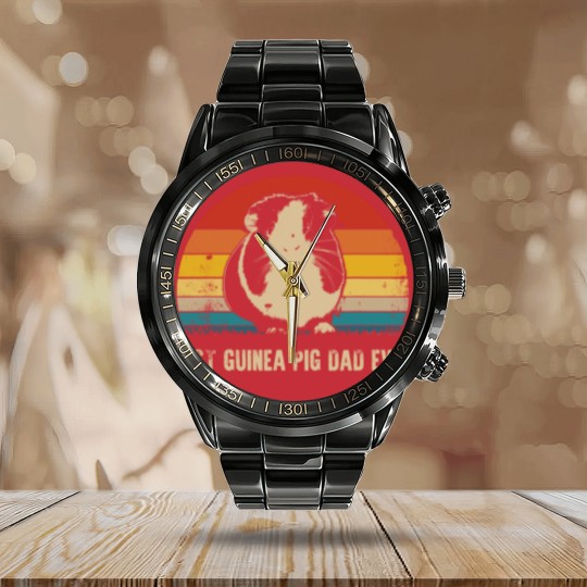 Discover Best Guinea Pig Dad Ever Calendar Steel Band Watch Pig Daddy Calendar Steel Band Watch