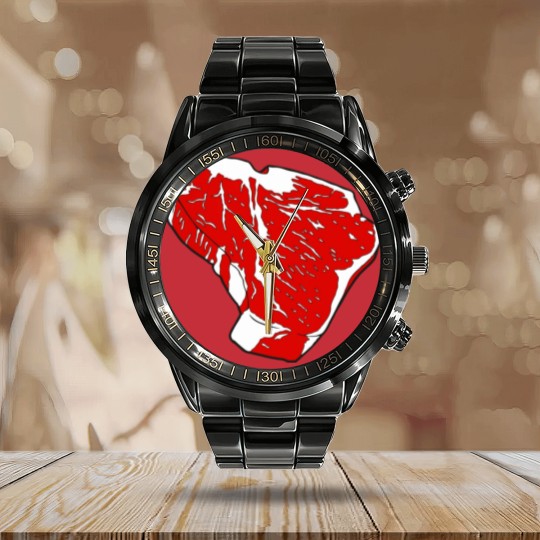 Discover T-Bone Steak Calendar Steel Band Watch