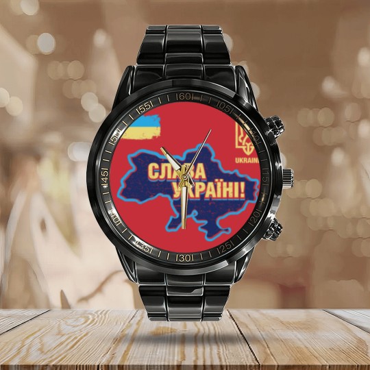 Discover Glory to Ukraine Map Football Team Calendar Steel Band Watch