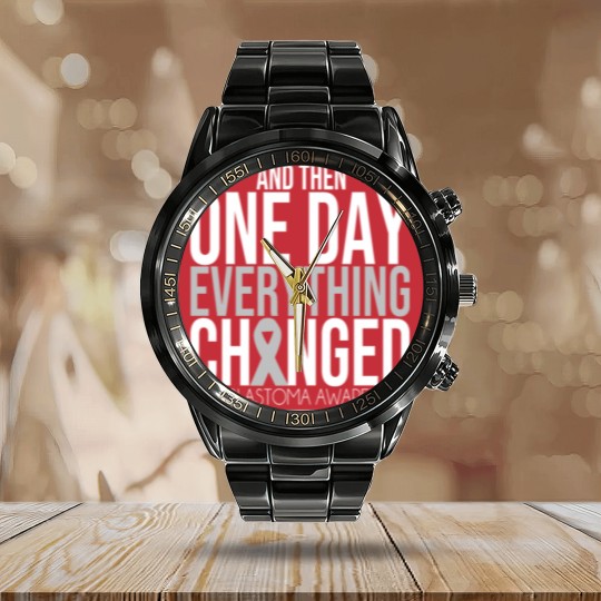Discover Glioblastoma Awareness Figh Brain Tumor Cancer Calendar Steel Band Watch