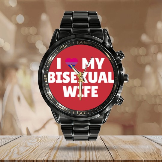 Discover Bisexual Pride - I Love My Bisexual Wife Calendar Steel Band Watch