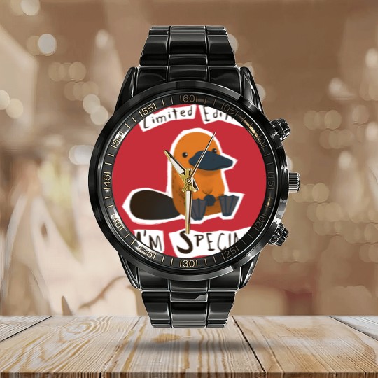 Discover  - I'm Special Platypus - Cute Weird Animal - Platypus - Calendar Steel Band Watch