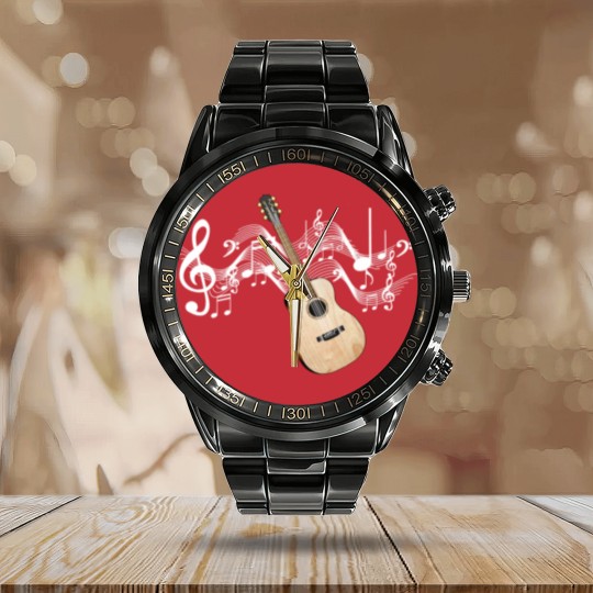 Discover Acoustic Guitar Calendar Steel Band Watch