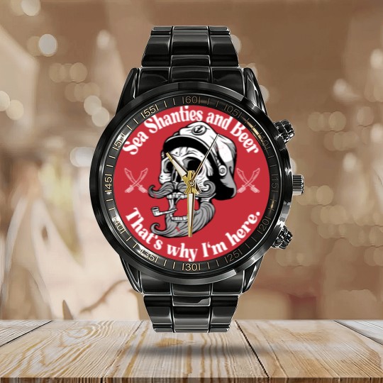 Discover Sea Shanties and Beer Sailors Pirate Calendar Steel Band Watch Calendar Steel Band Watch