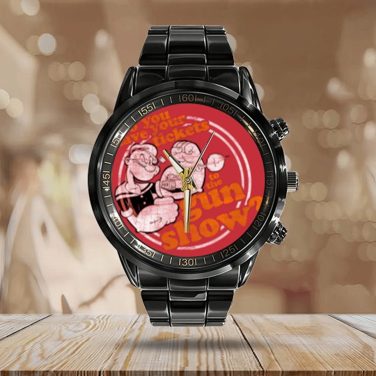 Discover Popeye Gun Show Adult Calendar Steel Band Watch Calendar Steel Band Watch