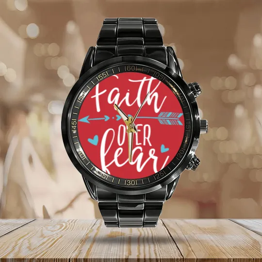 Discover Faith Over Fear - Faith Over Fear Apparel Calendar Steel Band Watch
