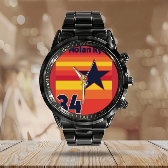 Discover Retro Nolan Ryan Uniform Tribute - Baseball Lover - Calendar Steel Band Watch