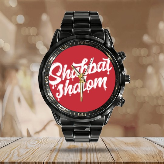 Discover Shabbat Shalom Drip - Sabbath - Calendar Steel Band Watch