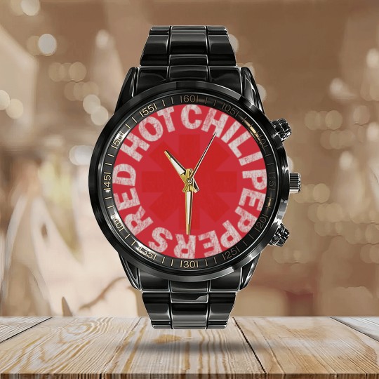 Discover Red Hot Chili Peppers Distressed Logo Rock Calendar Steel Band Watch Calendar Steel Band Watch