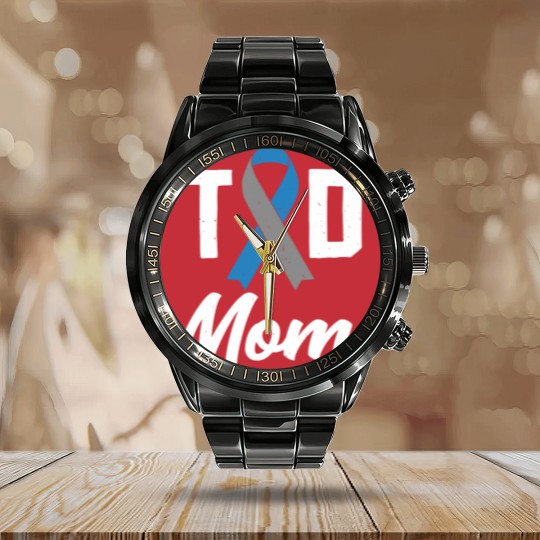 Discover T1D Mom Diabetes Insulin awareness month - Diabetes - Calendar Steel Band Watch