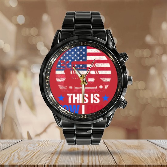 Discover Golf Cart This Is How I Roll USA Flag Golfer 4th Of July Calendar Steel Band Watch