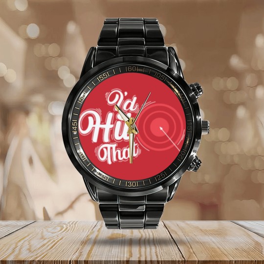 Discover Target With Arrow Archery I`d Hit That Calendar Steel Band Watch