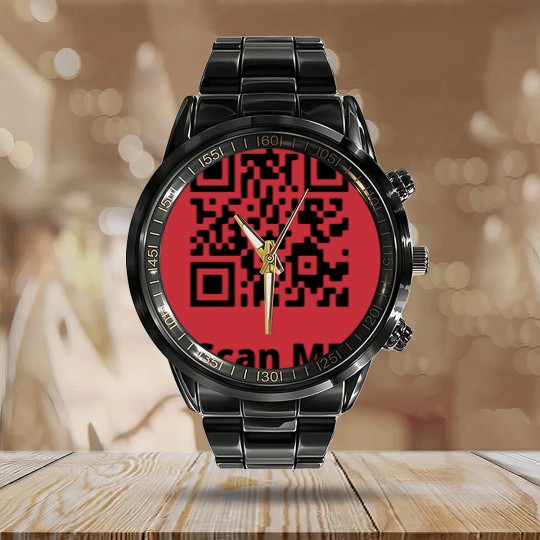 Discover Rick Roll QR Code Calendar Steel Band Watch
