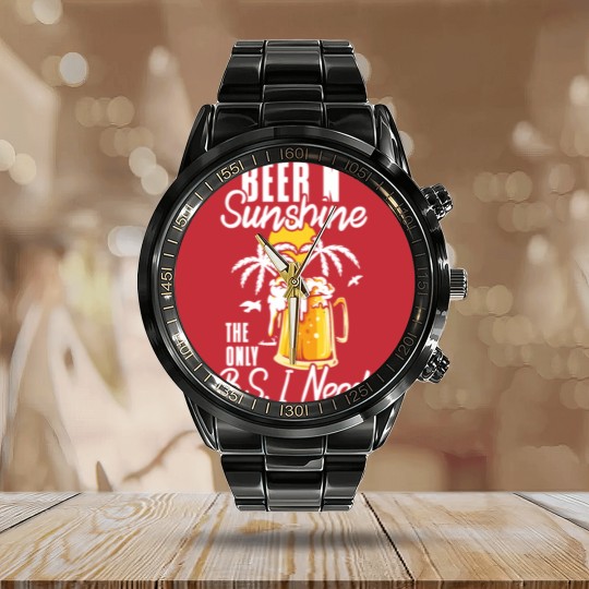 Discover Beer Sunshine Beer Vintage Calendar Steel Band Watch