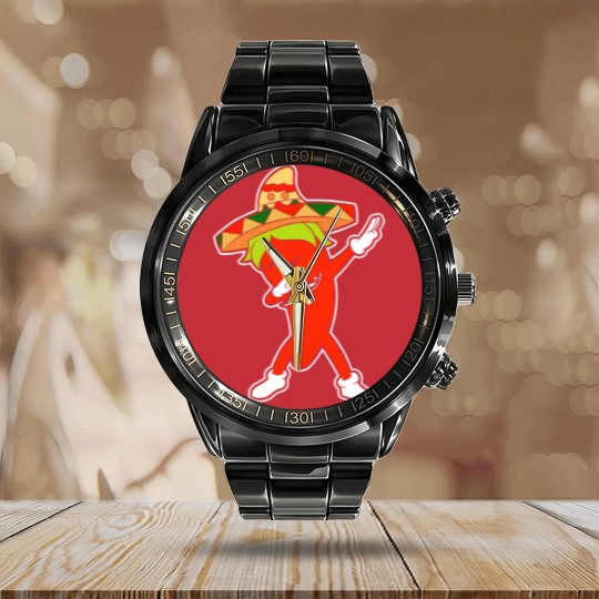Discover Chili Dabbing Pepper Mexican Hot Jalapeno Dab Gift Calendar Steel Band Watch