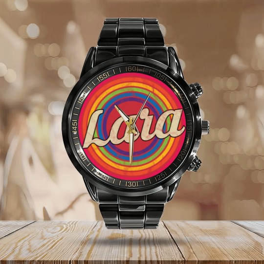 Discover Lara - Retro Rainbow Faded-Style - Lara - Calendar Steel Band Watch
