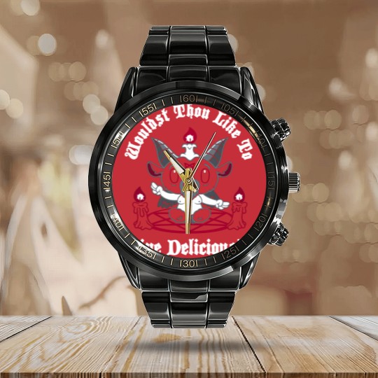 Discover Live Deliciously - Creepy Cute - Satanic Goat - Occult - Witch - Satan - Calendar Steel Band Watch