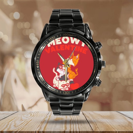 Discover Meowy Valentine Cats Kitten Cat Valentines Day Calendar Steel Band Watch