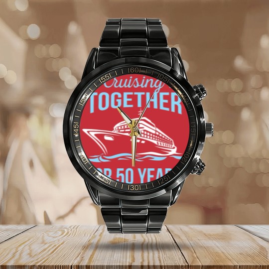 Discover Wedding Anniversary Cruising Together For 50 Years Calendar Steel Band Watch