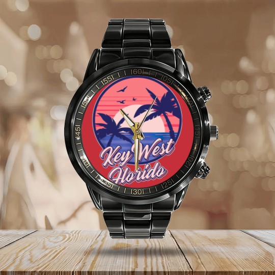 Discover Key West Florida Sunset Beach Summer Seawaves Calendar Steel Band Watch