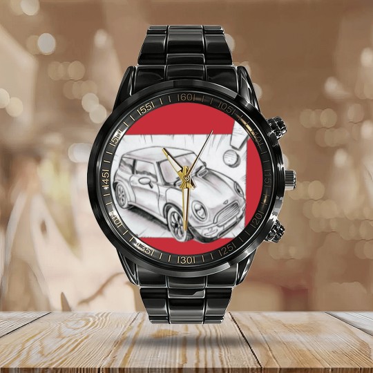 Discover Mini Cooper pencil sketch - Mini Cooper - Calendar Steel Band Watch