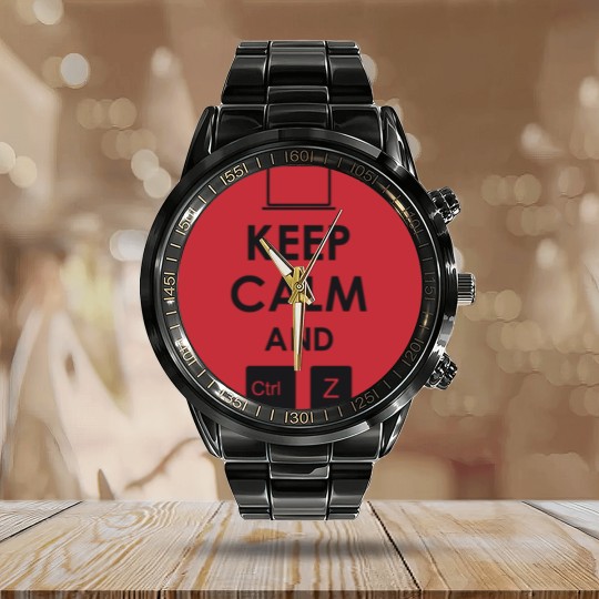 Discover keep calm and ctrl z Calendar Steel Band Watch