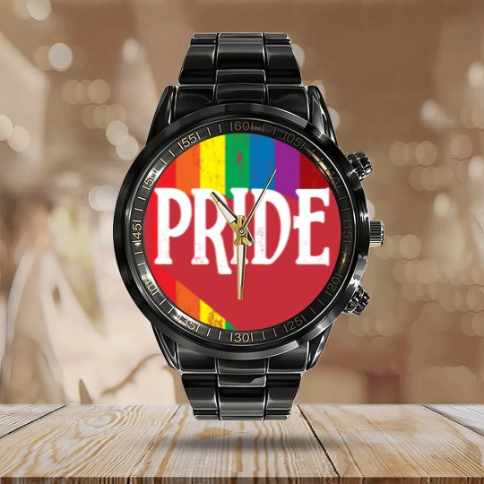Discover LGBT Pride Rainbow Cool Statement Gift Calendar Steel Band Watch