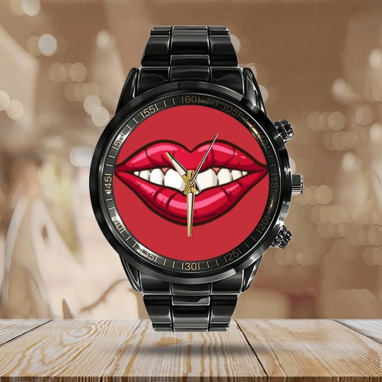Discover Lips, Teeth, and Gap - Teeth And Lips - Calendar Steel Band Watch