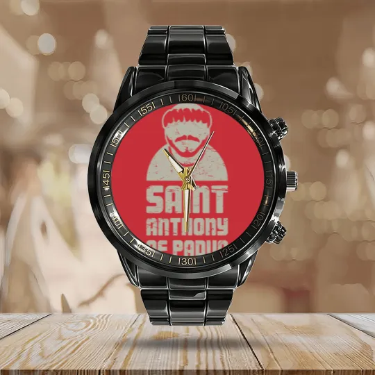 Discover Catholic St Anthony Calendar Steel Band Watch