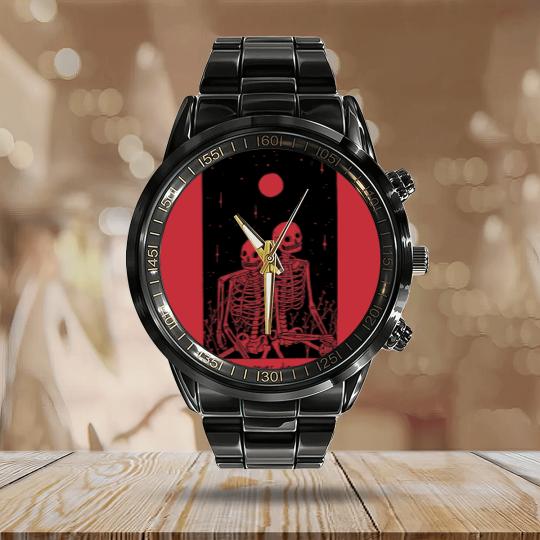 Discover true love never dies - Skeletons - Calendar Steel Band Watch