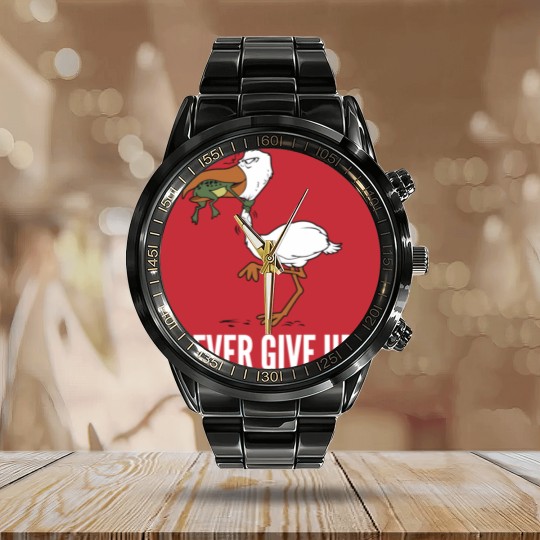 Discover Never Give Up Calendar Steel Band Watch