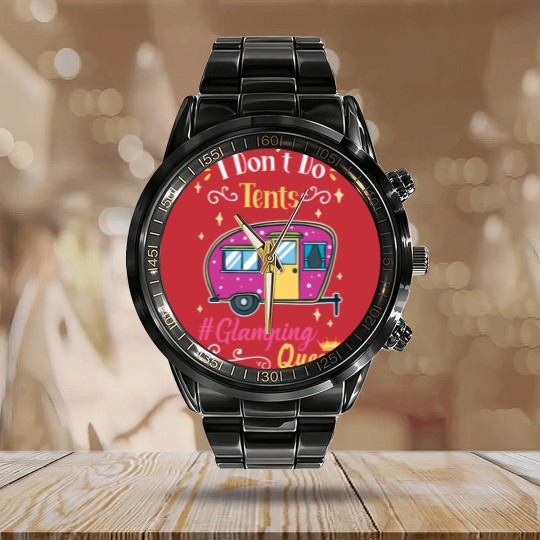 Discover Glamping Queen Camping Grandma Calendar Steel Band Watch