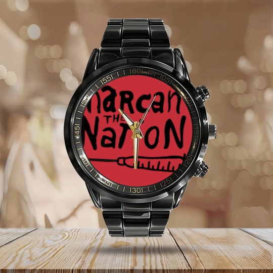 Discover Narcan the Nation (Black Letter) - Harm Reduction - Calendar Steel Band Watch