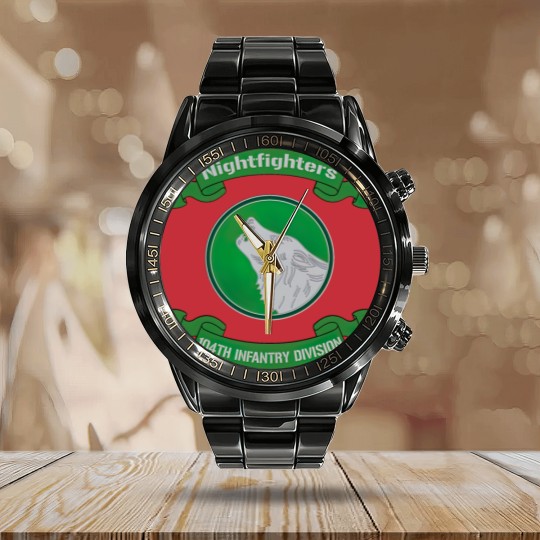 Discover 104th Infantry Division (104th ID) Calendar Steel Band Watch