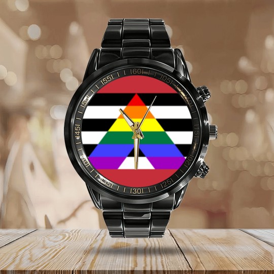 Discover Straight Ally Pride Flag  Essential Calendar Steel Band Watch