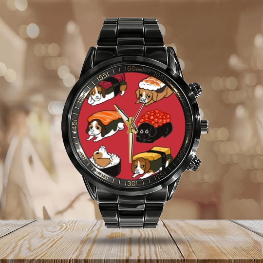 Discover Sushi Beagle - Beagle - Calendar Steel Band Watch