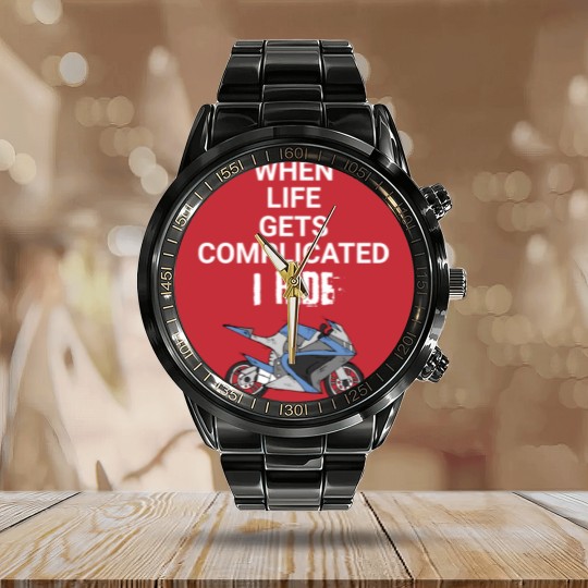 Discover Motorcycle Biker quotes Calendar Steel Band Watch