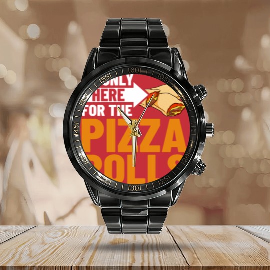 Discover Pizza Rolls Cheese Pepperoni Vegan Calendar Steel Band Watch