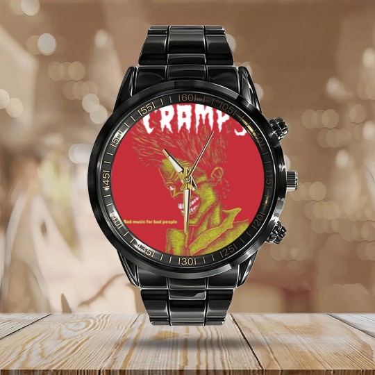 Discover The Cramps Unisex Calendar Steel Band Watch: Bad Music