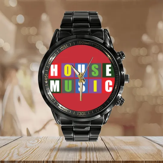 Discover House Music Blocks Blk Calendar Steel Band Watch