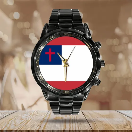 Discover Christian Flag Calendar Steel Band Watch