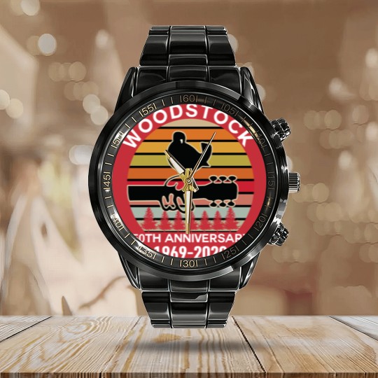 Discover woodstock 50th anniversary 1969 2020,Woodstock Calendar Steel Band Watch,Woodstock 1969 ,Peace Love Bird - Woodstock - Calendar Steel Band Watch