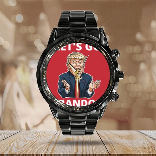 Discover Lets Go Brandon America Flag Calendar Steel Band Watch