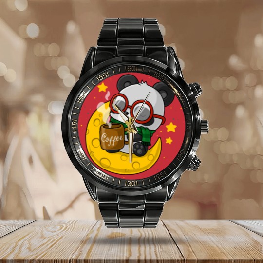 Discover Coffee Panda Calendar Steel Band Watch