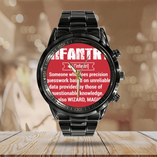 Discover infantry, army infantry, veteran infantry, light i Calendar Steel Band Watch