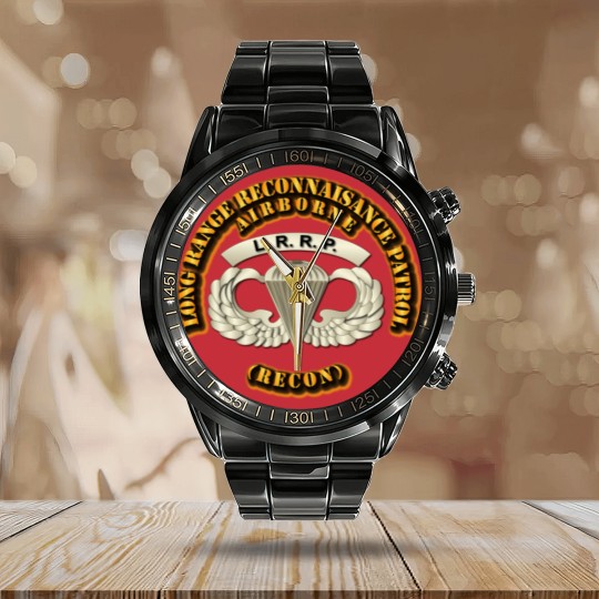 Discover Airborne Badge - LRRP - Veteran - Calendar Steel Band Watch