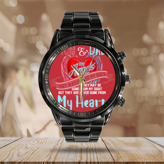 Discover Mom & Dad My Angels Calendar Steel Band Watch - in memory of parents In Heaven Calendar Steel Band Watch