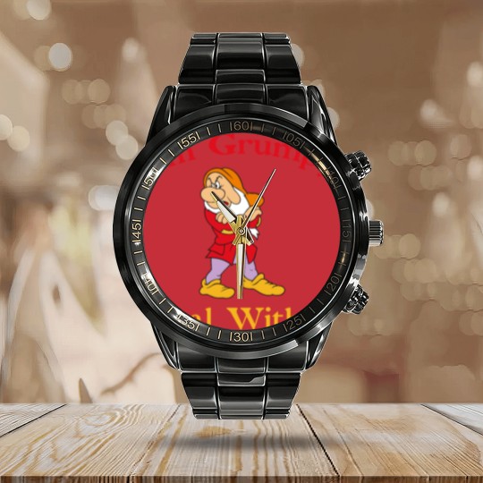 Discover I'm grumpy deal with it Calendar Steel Band Watch