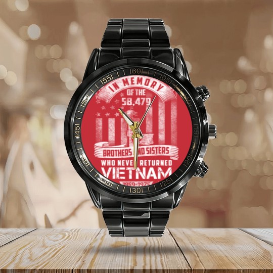 Discover In Memory of Vietnam Veteran Calendar Steel Band Watch